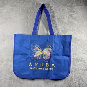 Aruba One Happy Island Tote Bag Beach Bag With Zipper Butterfly New